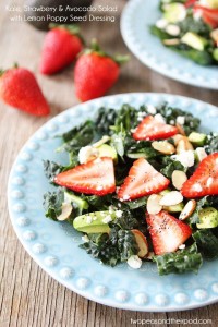 Kale, Strawberry & Avocado Salad with Lemon Poppy Seed Dressing